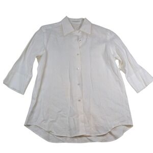 Maria di Ripabianca White Linen Button Down Shirt – XL Made in‎ Italy